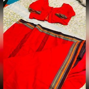 Traditional bengali saree with blouse full cotton
